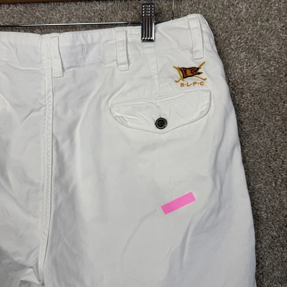 Polo Ralph Lauren Mens Size 30 White Chino Shorts RLPC Pennant Embroidery
